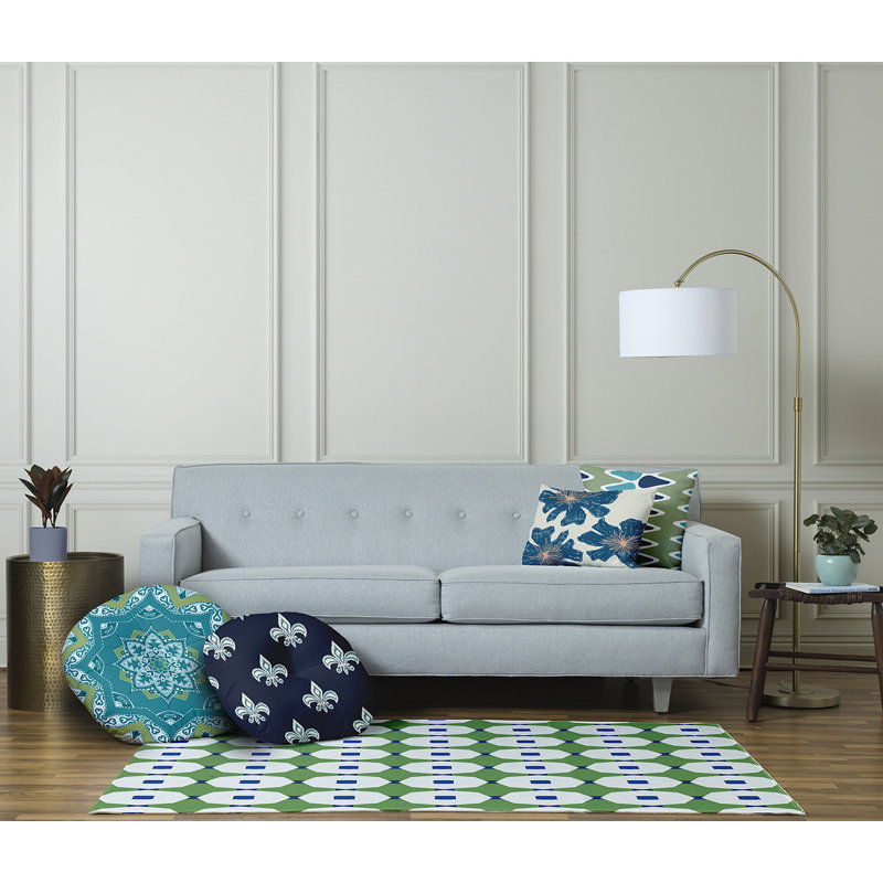 Coussin 318_Fleur De Lis Design, 26 po x 26 po, Bleu marine
