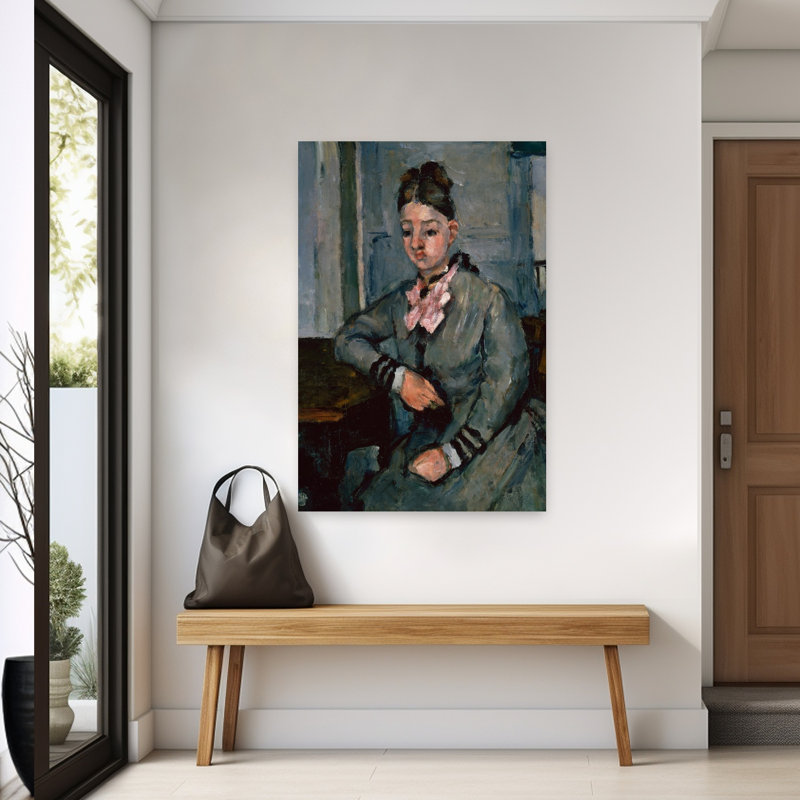 Madame Cézanne appuyée sur une table, vers 1873. Estampe d'art mural abstraite impressionniste contemporaine.