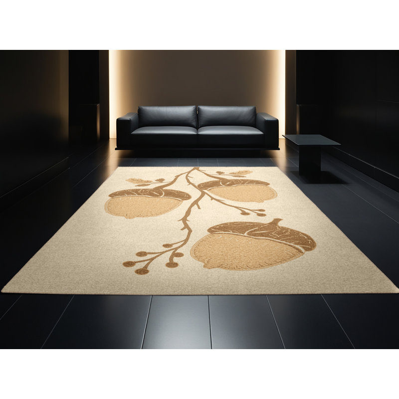 Tapis abstrait moelleux et moelleux à motif abstrait moderne et contemporain en étamine - reliure beige, 4 x 6