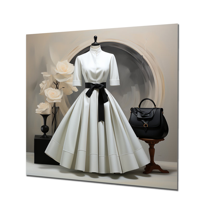 Robe et sac à main de la marque de mode - art mural en métal Dior, H 36 po x l 36 po