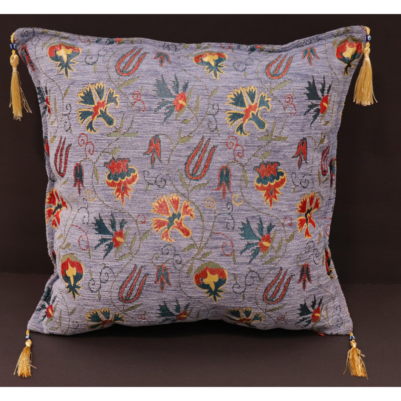 Southwestern Pillows Tassels Chenille Reversible Throw Pillow, Lavender