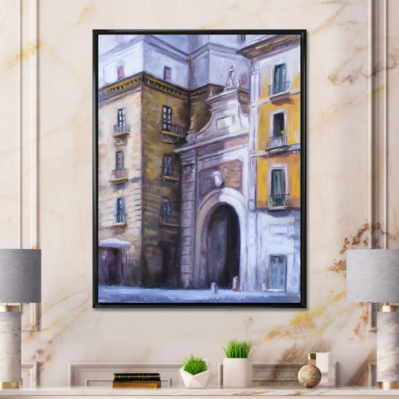 «Architectural Arc in Italian City», reproduction sur toile, H 20 po x l 12 po, Cadre flottant noir