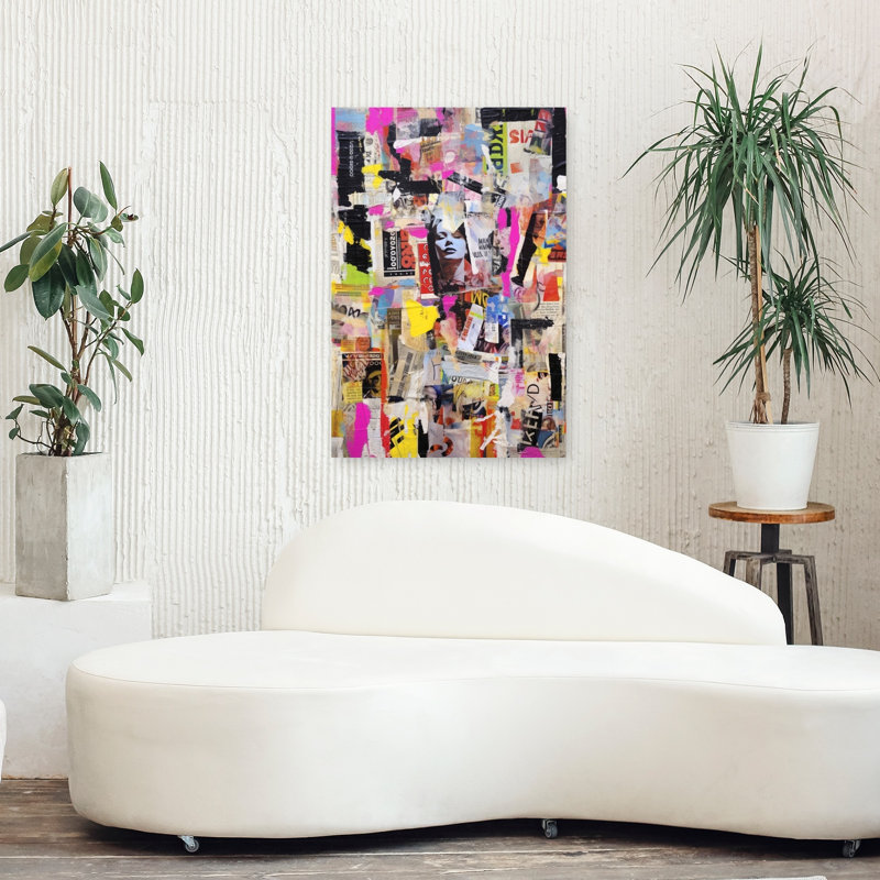 Vivid Collage Echoes Abstract Bold Colorful Urban Wall Art Print 1 Piece Wrapped Canvas Wall Art, 91.44cm H x 60.96cm W