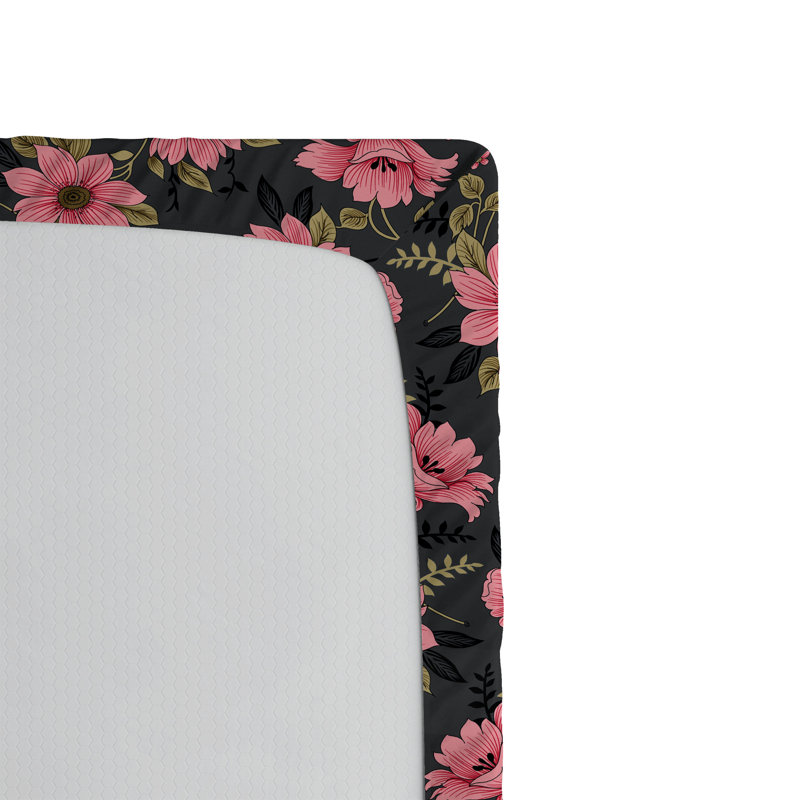 Drap-housse Ambesonne, Drap-housse de taille double, Rose pastel / motif floral kaki