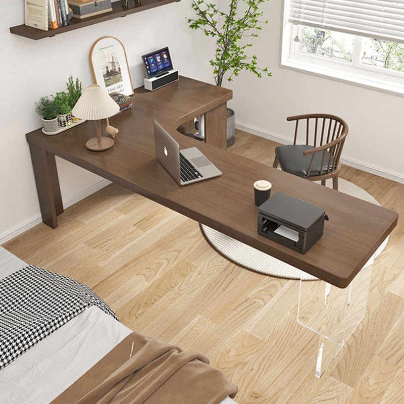 Nut-brown L-Shaped Solid Wood Executive Desk, 29.53" H x 78.74" W x 47.24" D, Right Hand Return