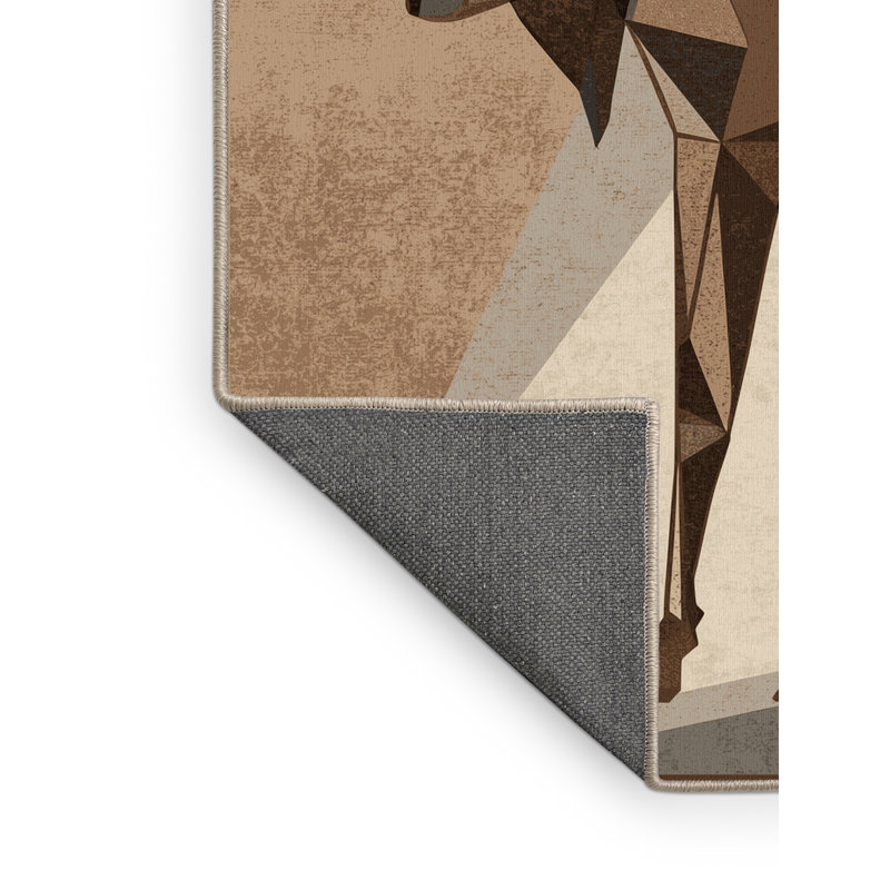 Tapis moelleux à motif géométrique moelleux rustique brun et beige, 4 x 6