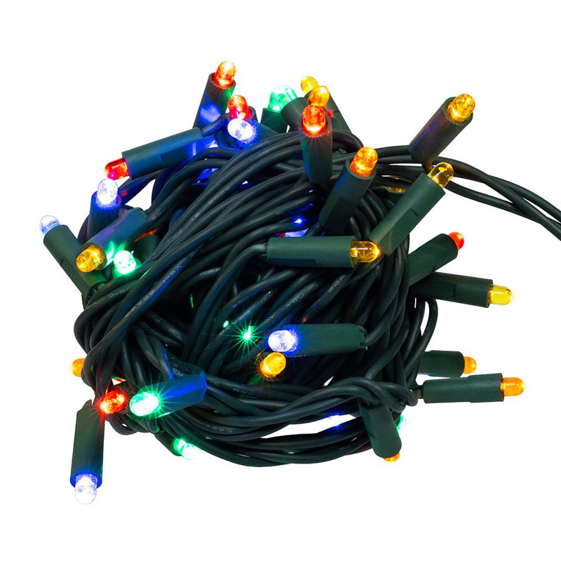 Ensemble de lumières filaires vertes multicolores à DEL 5,5 mm Kurt Adler festive 25,5 pieds UL.