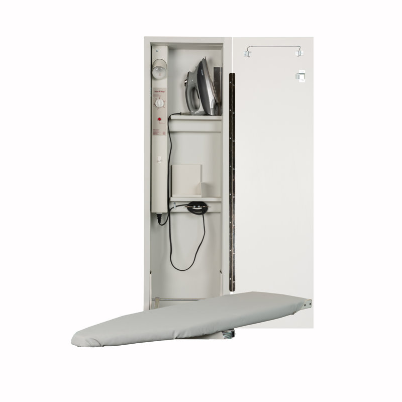 Cool Gray Deluxe Swivel Ironing Center with Flat White Door