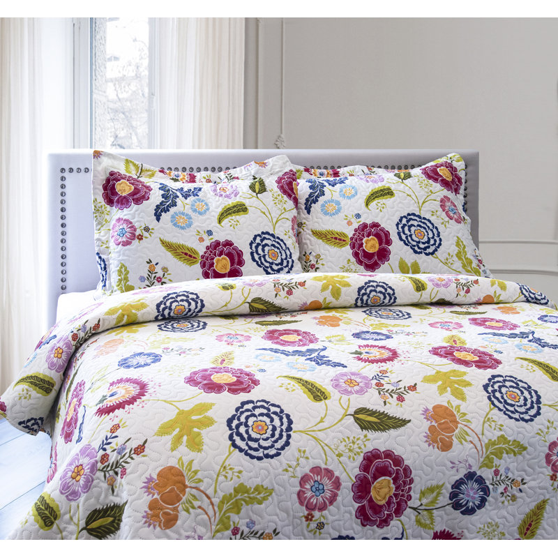Polyester Standard Floral Quilt, Twin Quilt + 1 Shams