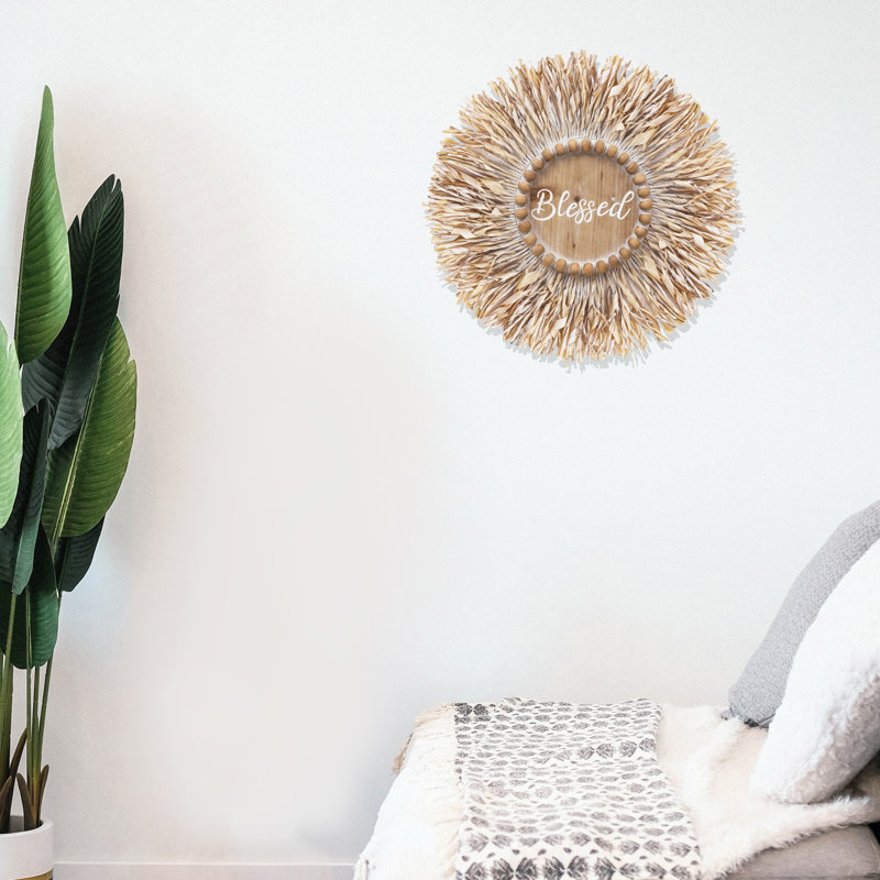 Set of 2 18" Round Wooden Wall Art Decor For Living Room and Bedroom