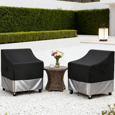 2-Pack Waterproof Patio Chair Covers, 420D Oxford Outdoor Chair Covers With Windproof Straps & Air Vents For Lounge Deep Seats (Fits 32-38 Inch Chairs