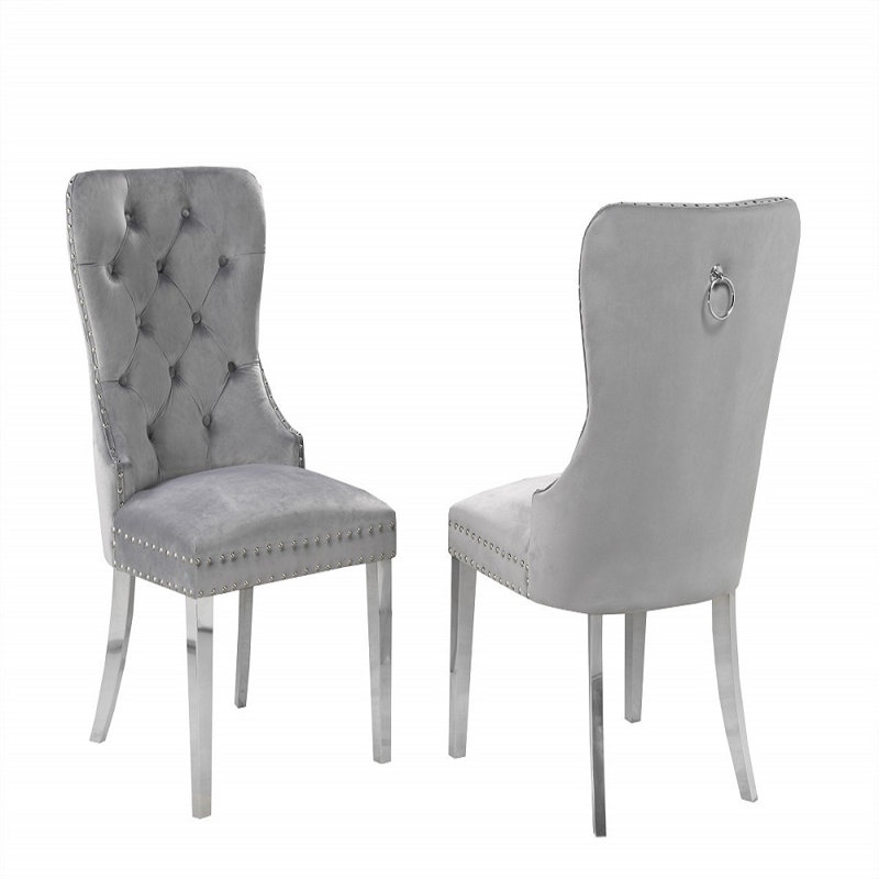 Chaise d'appoint en tissu Huggins, Bleu marine, gris