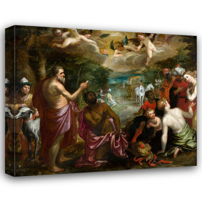 "The Baptism of the Chamberlain of Queen Candace of Ethiopia" by  Hendrik Van Balen - Gallery Wrap Canvas Wall Art