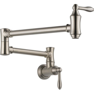 Robinet de cuisine traditionnel en nickel brossé, robinet de cuisine à fixation murale, acier inoxydable