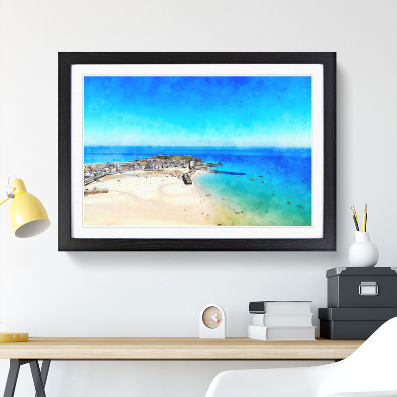 St Ives in Cornwall - Framed Print, Black Framed, 36cm H x 48cm W x 2cm D