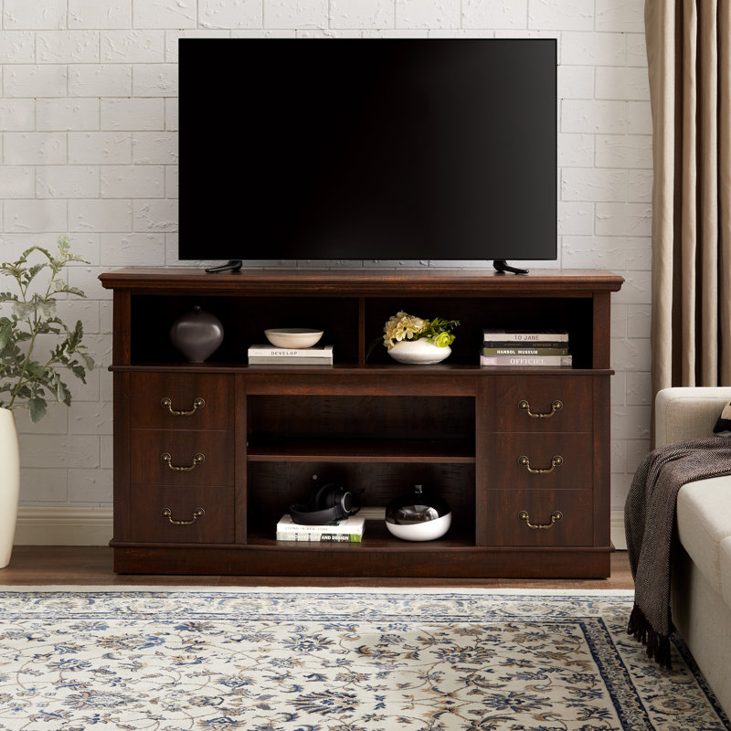 Espresso MDF Rustic Farmhouse TV Media Console with Storage, 60"
