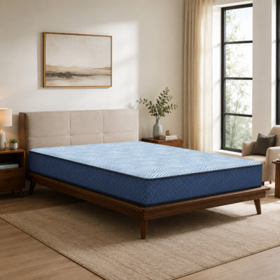 Ammy Hybrid King Mattress, Edge Design, Blue Flame Retardant Polyester 10 Inch