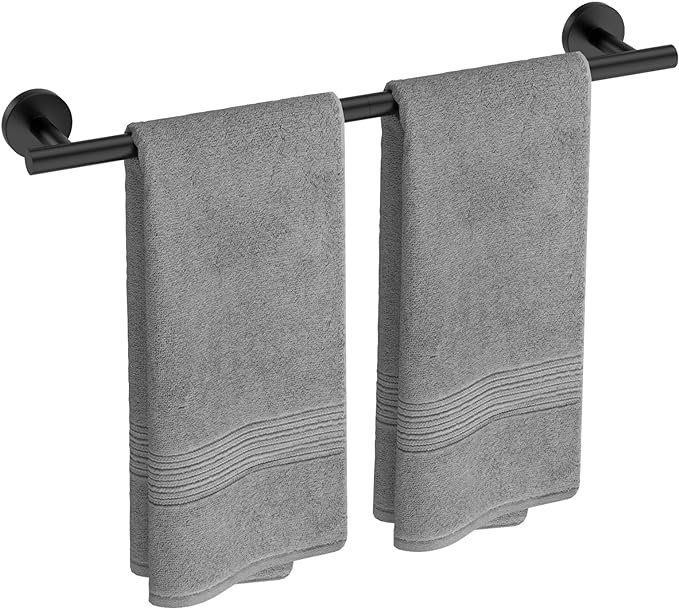 Barre à serviettes noire mate, Noir, noir, noir, noir, H 3 po x L 24 po x P 2 po