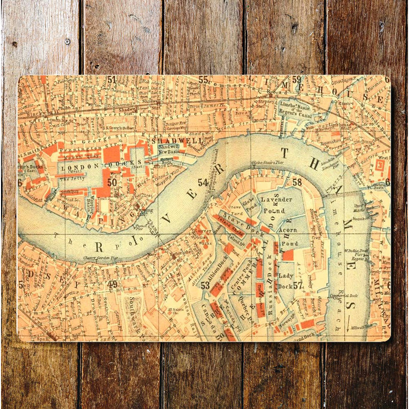 Handmade Map Wall Decor on Metal, 20cm H x 25cm W