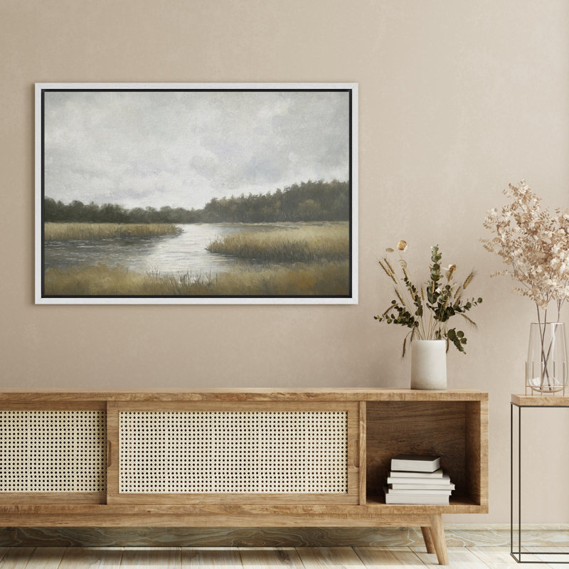 Impression murale sur toile Peaceful Marshland, décor rustique pour chalet ou salle à manger, H 16 po x l 24 po, Blanc