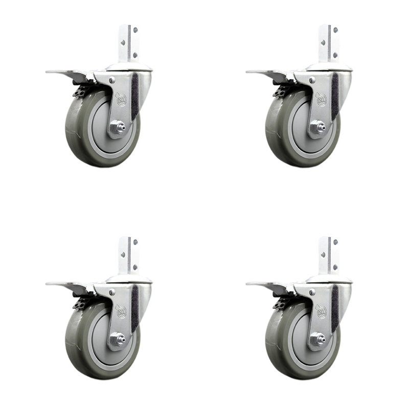 Roulettes pivotantes en poly, gris