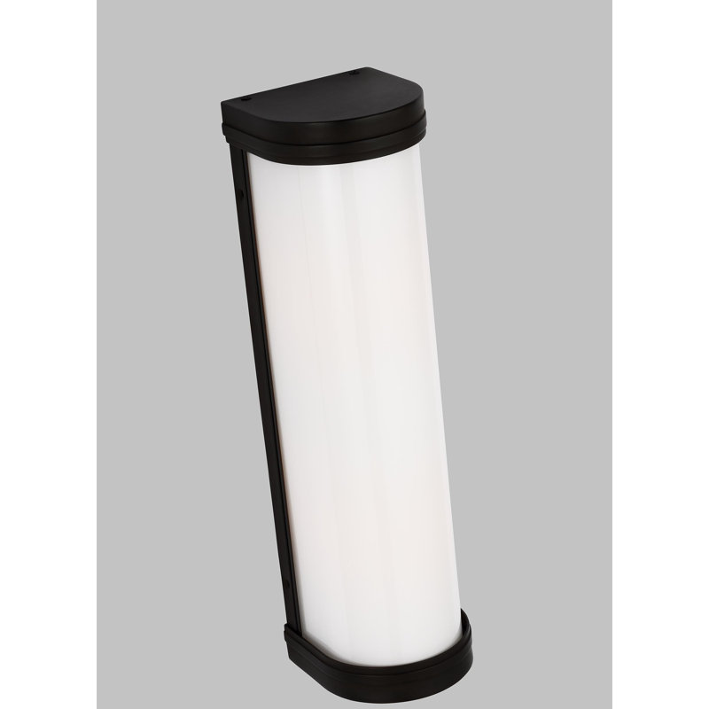 Aged Iron Cylinder Bathroom Vanity Light with Etched Glass