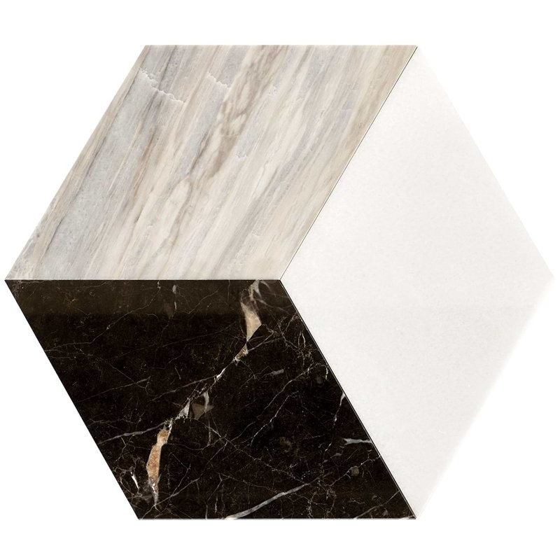 Cadmus 8" X 9.21" Marble Geometric Mosaic Wall & Floor Tile (0.51 Sq. Ft. / Sheet)