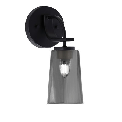 Applique murale Waldes, fini noir mat, 11,4 cm (L) x 16,5 cm (H), verre fumé à bulles