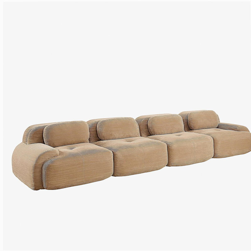 4-seat sofa soft corduroy fabric 32D high-resilience sponge pet-friendly ergonomic design full compression vacuum packaging free combination no assembly for bedrooms studies,Camel