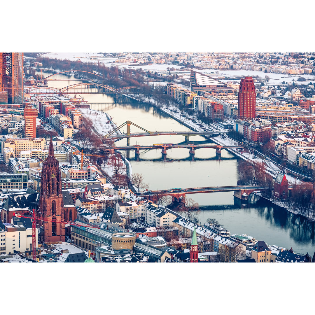 Frankfurt At Sunset by Sborisov - Wrapped Canvas Print