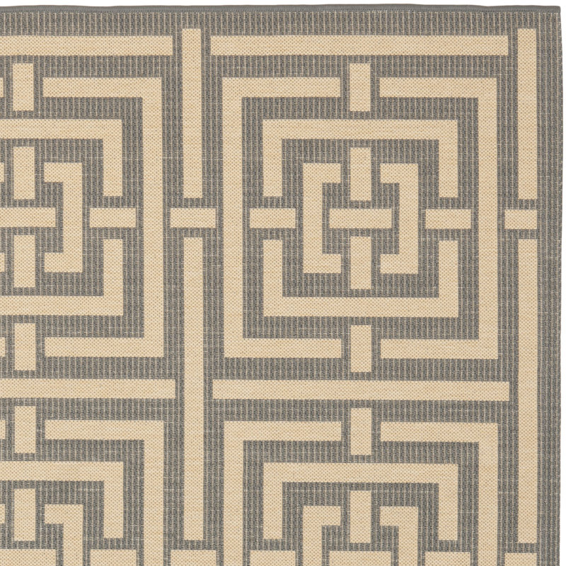 Arneshia Geometric Grey/Cream Indoor/Outdoor Area Rug, Runner 2'3" x 6'7"