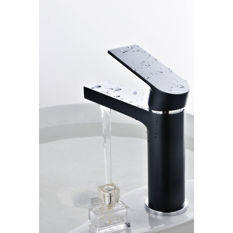 Single-Hole Single-handle Bathroom Faucet with Drain Assembly, Chrome/Black