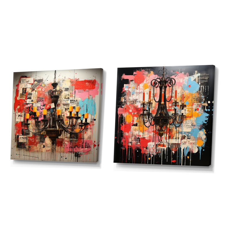 Lustre Popart Extravaganza I - ensemble de 2 décorations murales lustre, Toile tendue, H 16 po x l 33 po x P 1 po