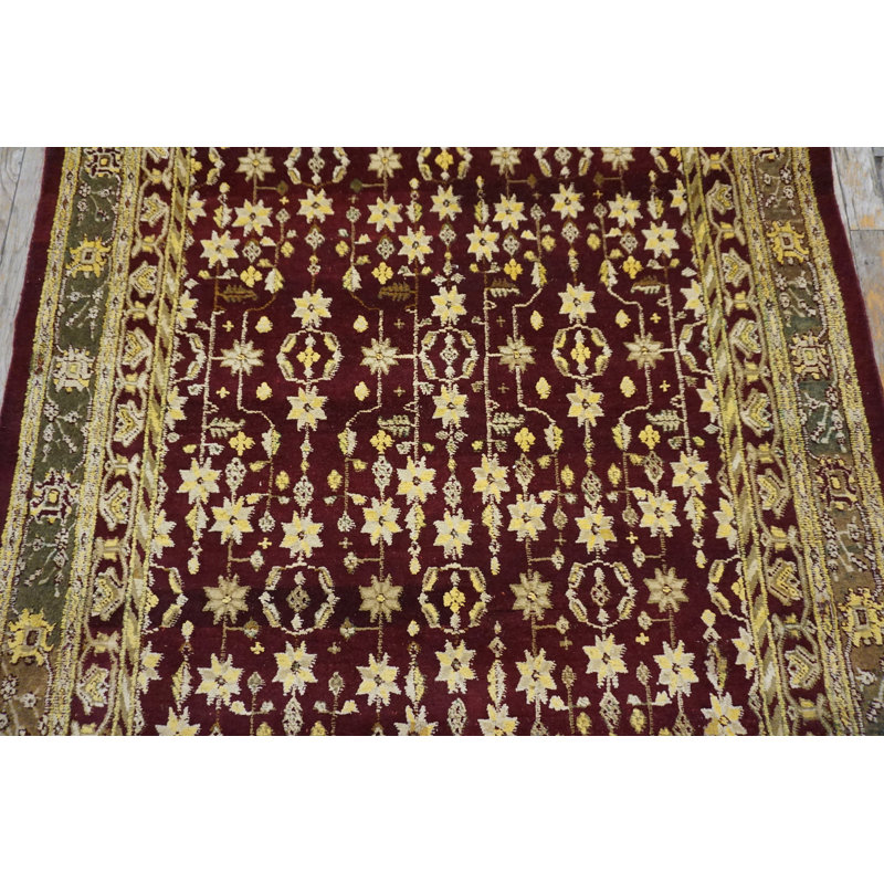 Allover Design Antique Classic Burgundy Color Indian Agra Rug