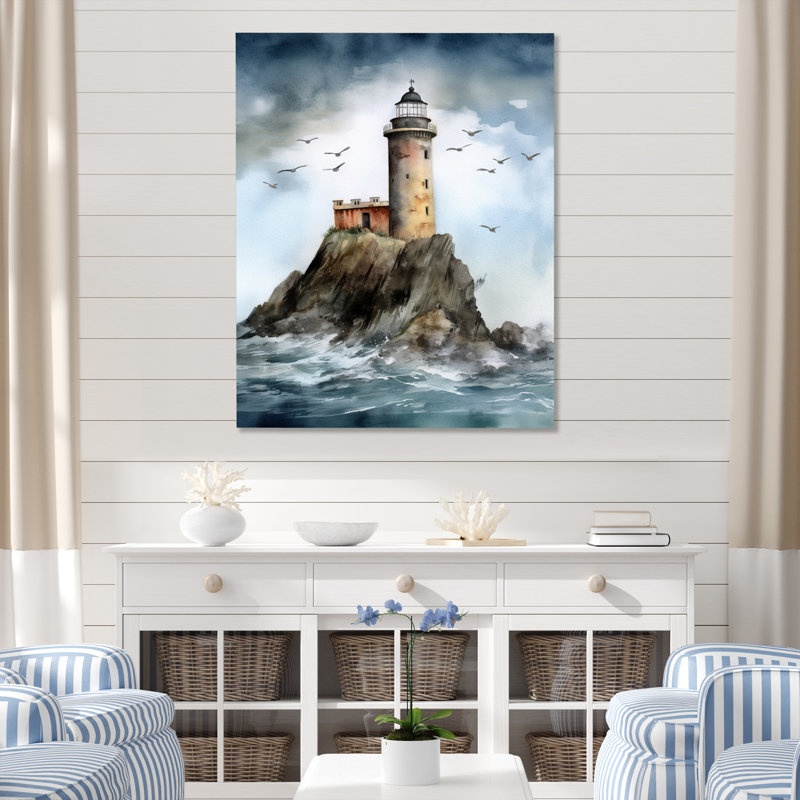 Océan tour de guet I - impressions sur toile côtières, H 32 po x l 16 po x P 1 po, Toile tendue
