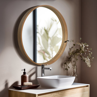 Karrina Accent Wood Round Mirror