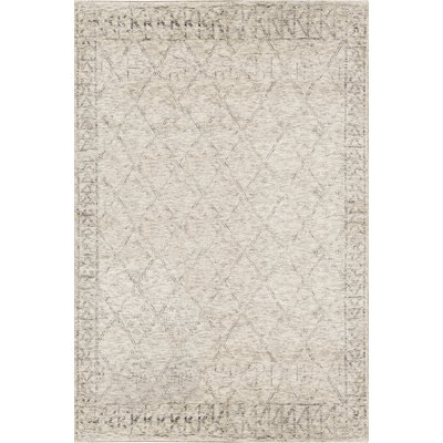 One-of-a-Kind Moroccan Geometric Hand-Knotted 12' x 15' Wool Ivory Area Rug