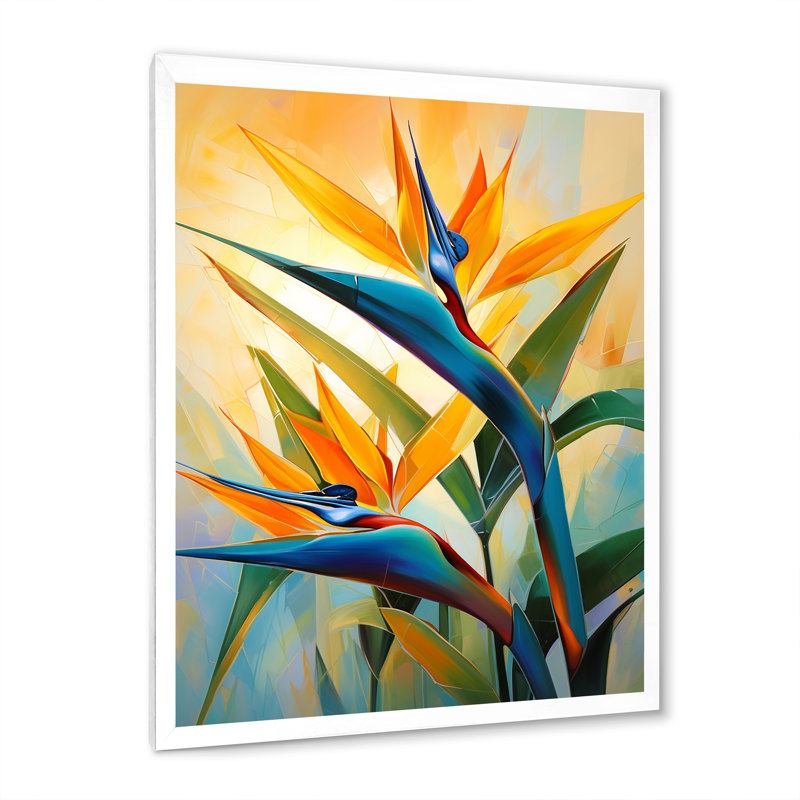Fleur de paradis profil II - oiseaux du paradis, impressions sur toile FDP107157, H 44 po x l 34 po x P 1,5 po, Blanc