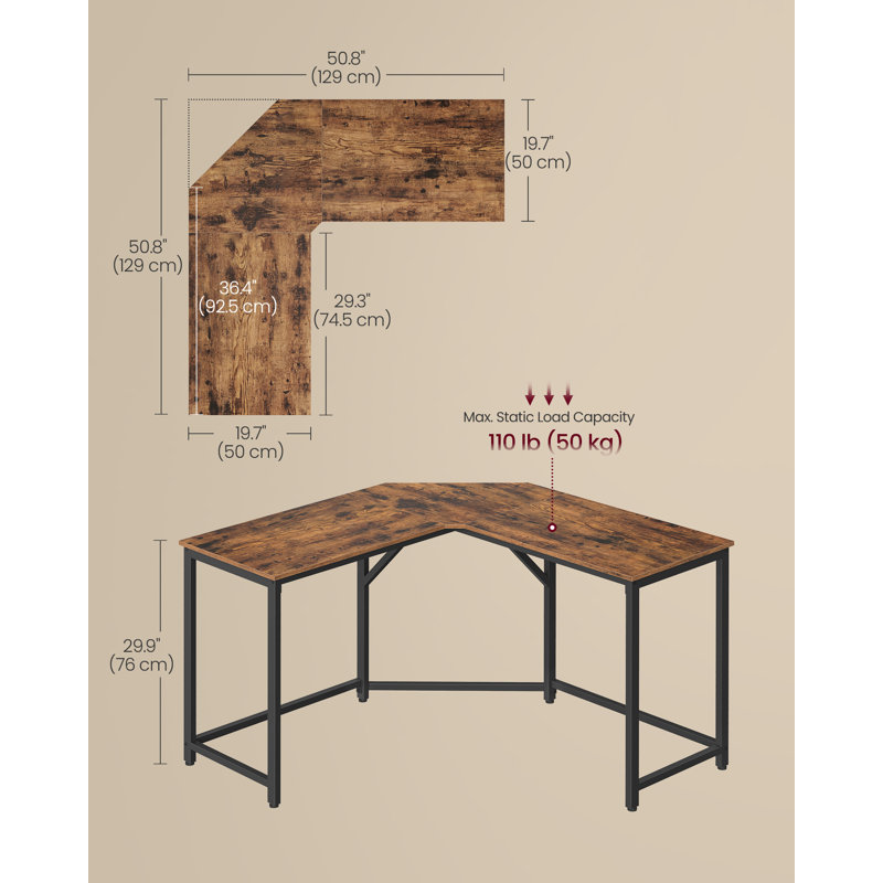 L-Shaped Metal Base Computer Desk