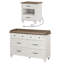 Ensemble 2 pièces de commode et table de chevet 6 tiroirs, blanc antique