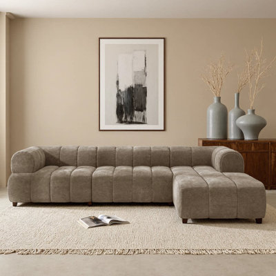 122" Modern L‑Shaped Sectional Sofa with Chaise Lounge | High‑Density Compressed Sponge, Fully Assembled Right‑Hand Facing