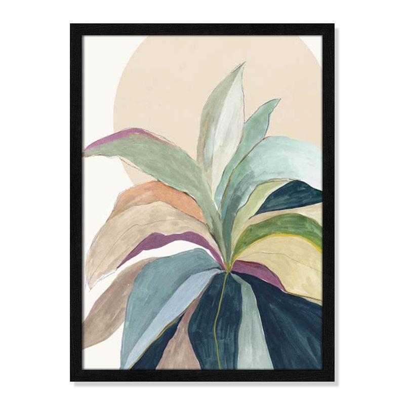 " Sunny Bright Leaves II " by Asia Jensen, 23" H x 17" W x 0.75" D, Black Slim Unmatted Picture Framed