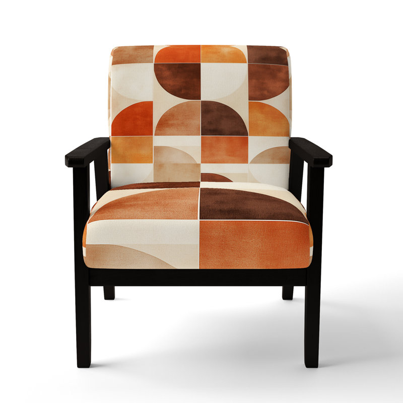 Fauteuil d'appoint abstrait Mid-Century - Fauteuil Crescent, Black Square Arms