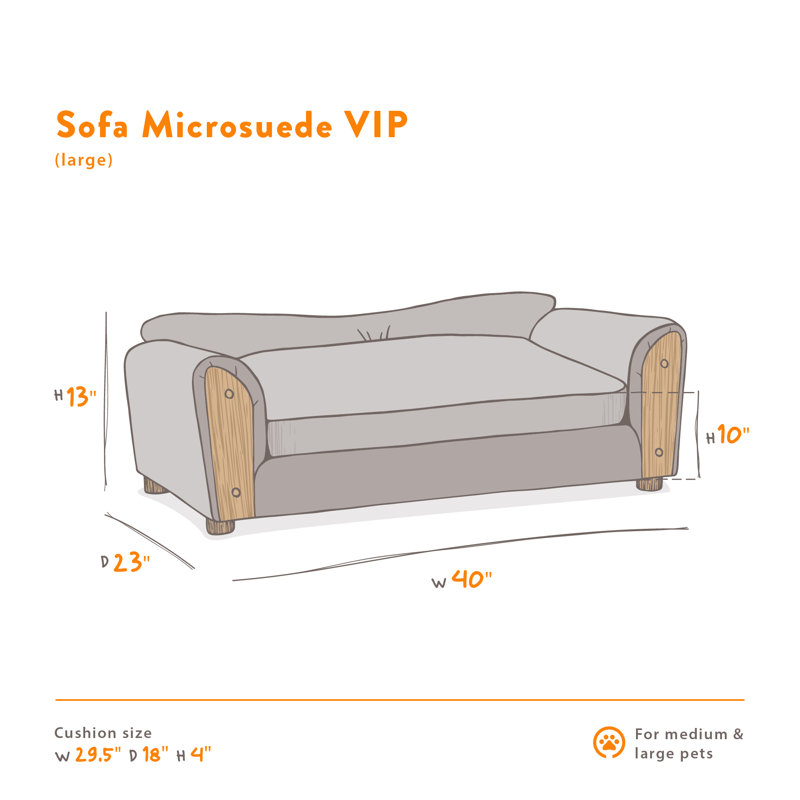 Large Brown Orthopedic Elevated Dog Sofa with Wood Legs