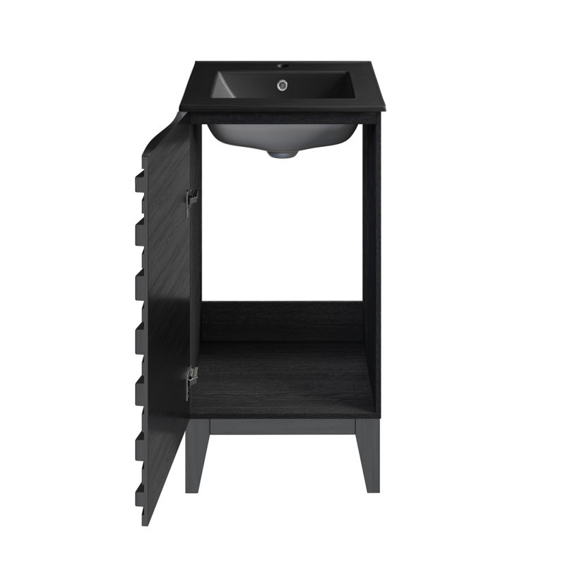 Cascade 18" Bathroom Vanity In Natural Oak, Black, Black