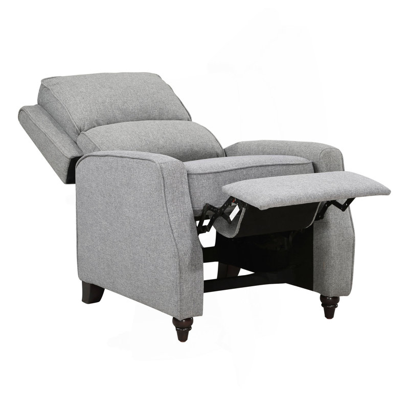 Fauteuil inclinable en tissu rembourré avec dossier en bois massif et confort de style transitionnel 1pc, Gris