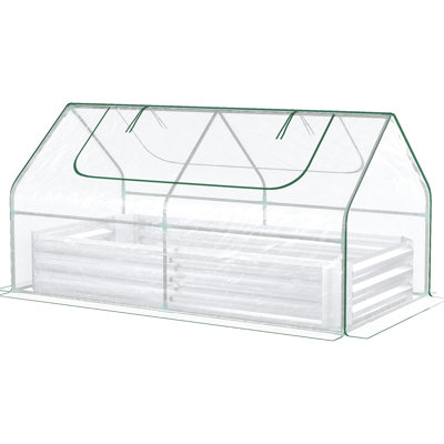 Lit de jardin surélevé 6 'x 3' avec couvre-serre - Argent