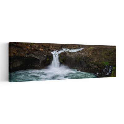 Dramatic Basalt Waterfall Dramatic Abstract Contemporary Moss Landscape Nature Wall Art