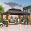 Gazebo de terrasse en aluminium de 4,9 m de large x 3,7 m de profondeur avec housse d'hiver toutes saisons – Gazebo rigide en métal avec moustiquaire et toile imperméable Oxford 300D, porte enroulable à fermeture éclair, fenêtres en filet, transformable en espace de rangement étanche-137634214