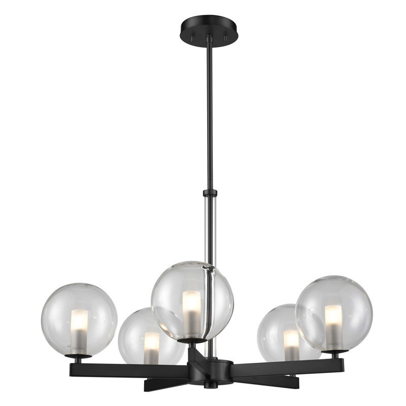 Lustre 5 lumières unique Sumner, Transparent, Graphite